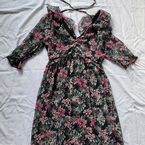 Elegant Floral Long Sleeve Dress